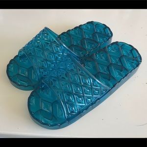 Teal Jelly Slippers
